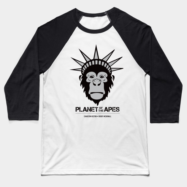 Planet of the Apes - Alternative Movie Poster Baseball T-Shirt by MoviePosterBoy